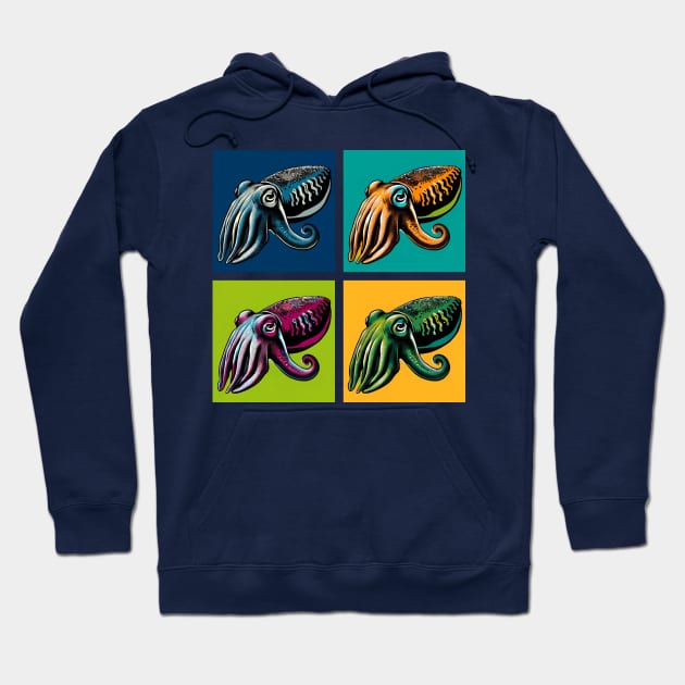 Pop Cuttlefish Sponge Art - Cool Underwater Hoodie by PawPopArt